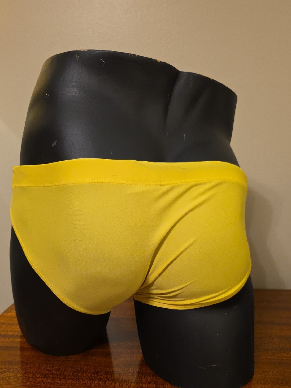 Men's Yellow Swim Briefs with Black Drawstring - Picture 6 of 7